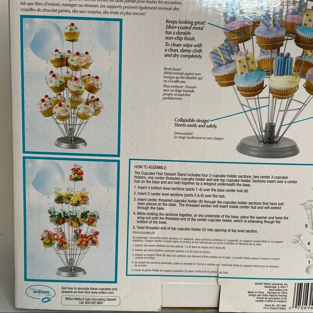 WILTON Cupcake Flair Dessert Stand Silvertone Metal